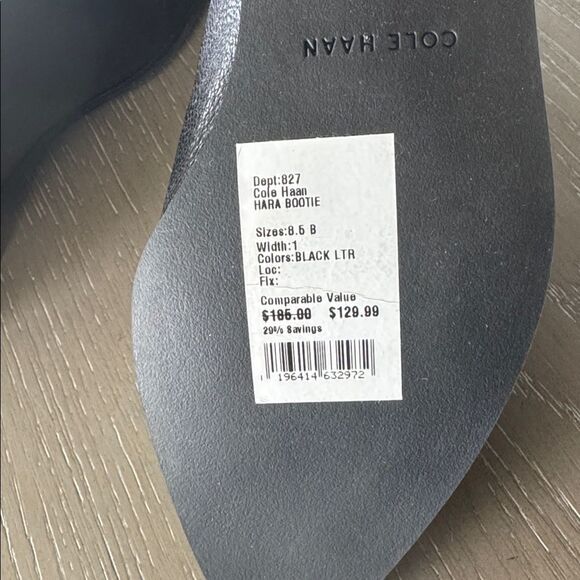 Cole Haan HARA Black Leather Ankle Booties Low Heel Slip-On Women’s Size 8.5B - Picture 9 of 12